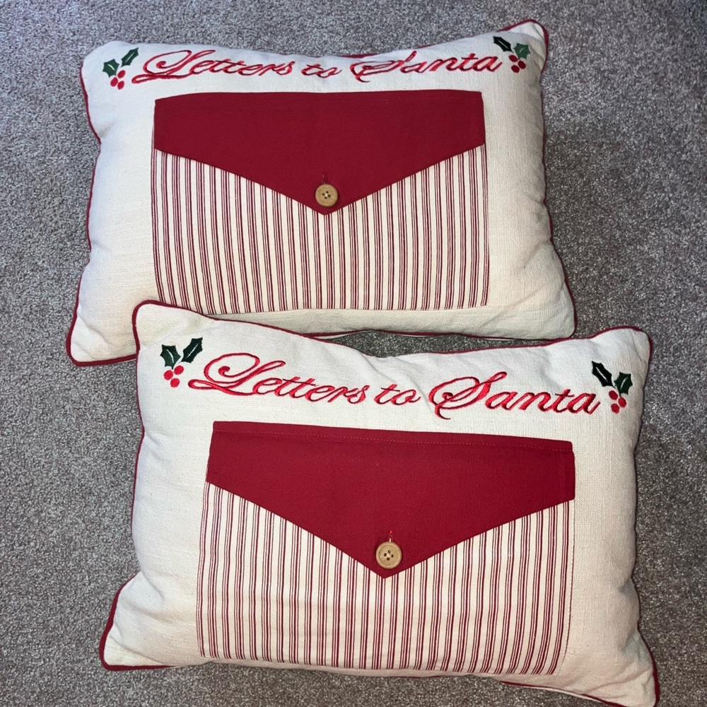Festive Red and Cream 'Letters to Santa' Holiday Pillows